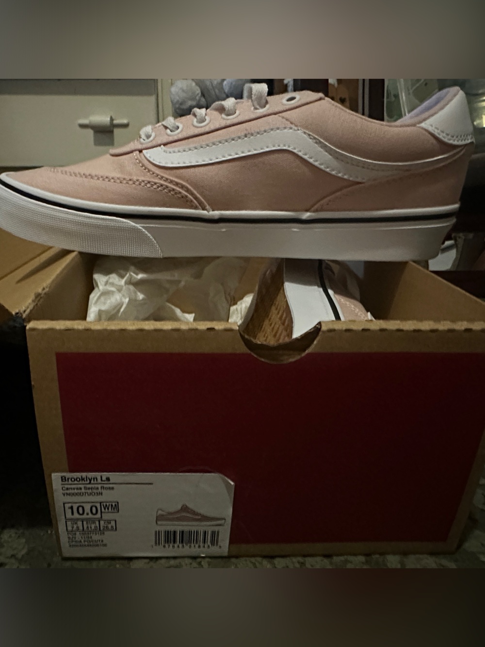 Vans Women's Pink Low-Top Canvas Sneakers with White Stripe